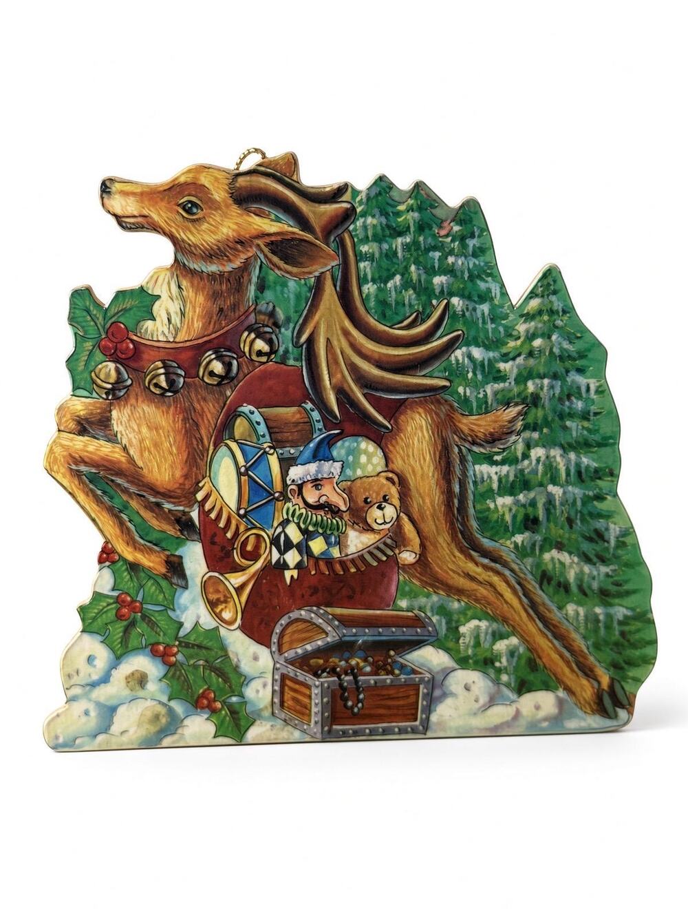 Primitive Wood Reindeer Box Folk Art Candle Holder